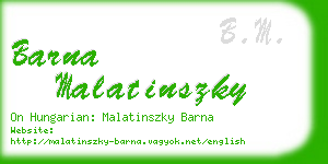 barna malatinszky business card